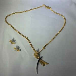 Dragonfly necklace and earrings
